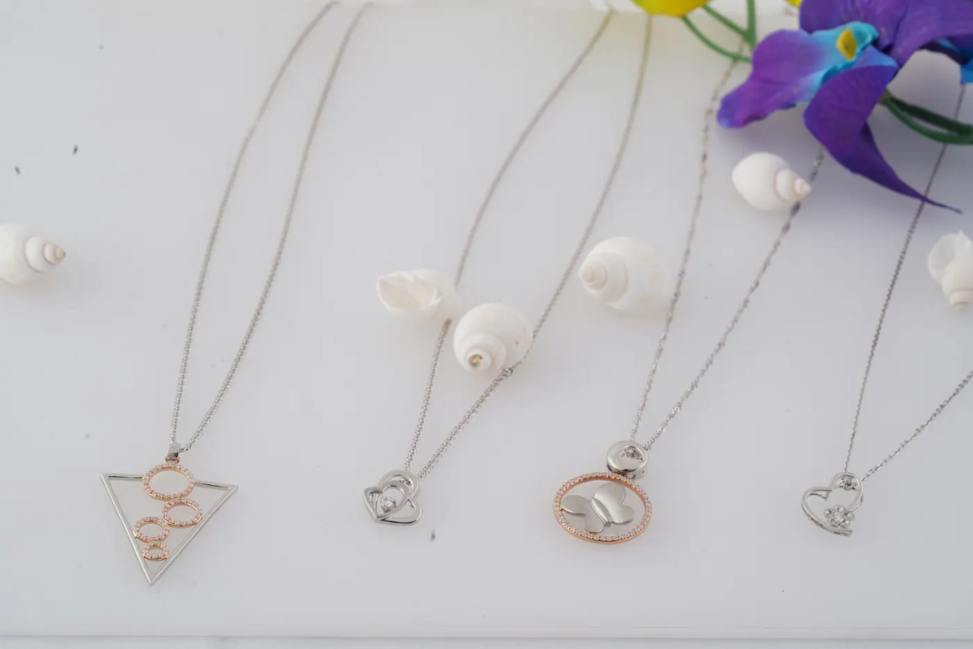 Platinum jewellery still life