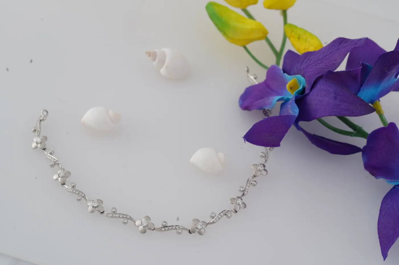 Platinum jewellery still life